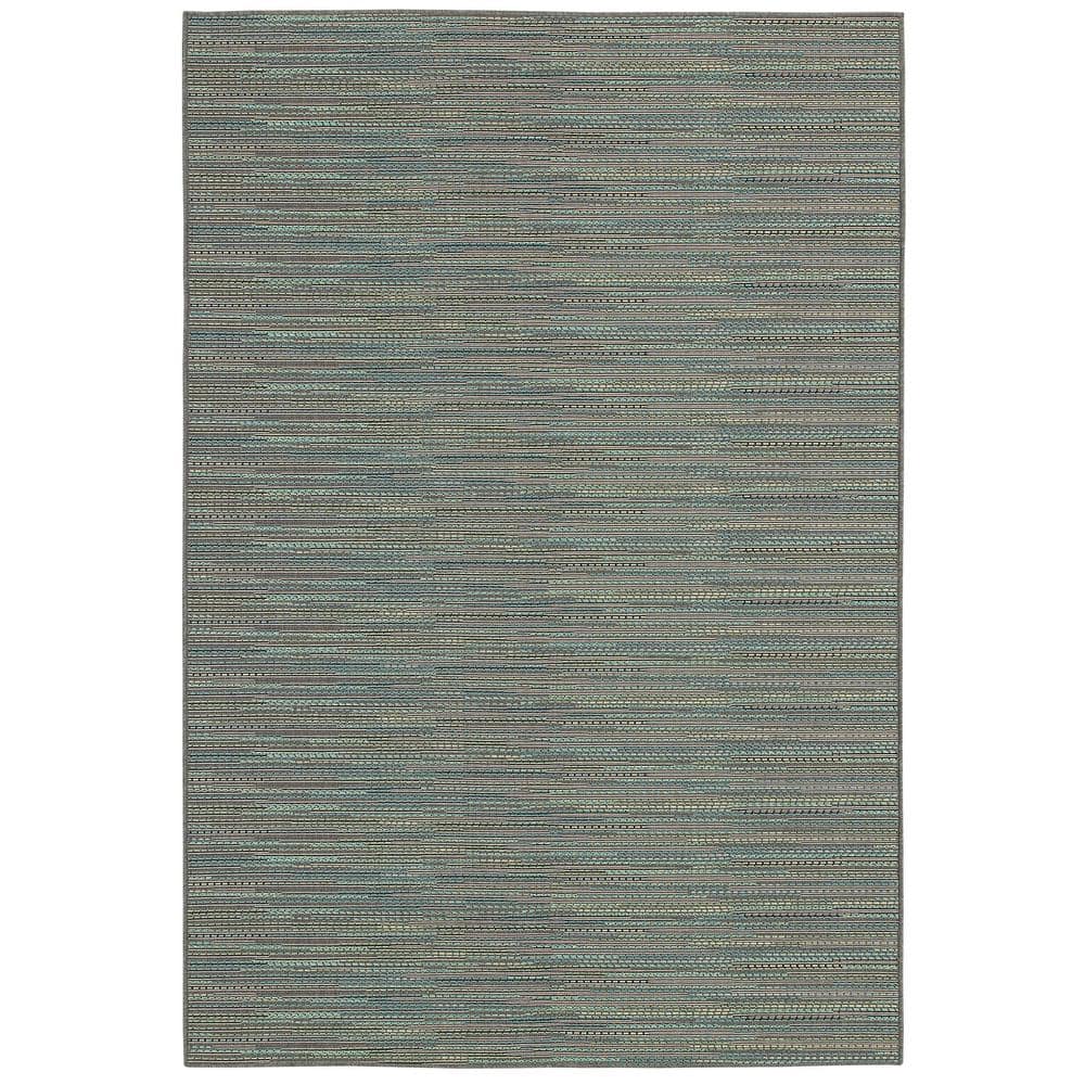 Monaco Transitional Blue Stripe Synthetic 2' x 3' Area Rug