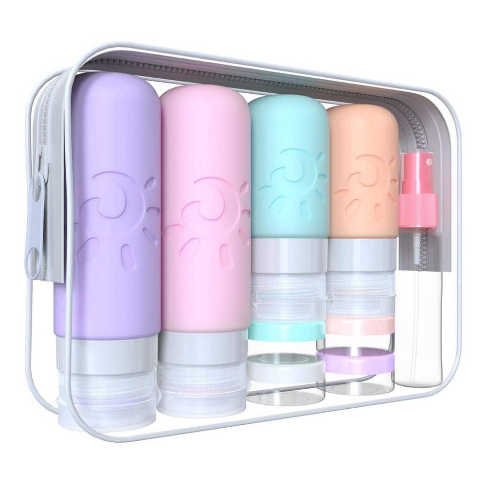 Multicolored Cosmetic/Toiletry Bag Travel Bottles 18 Pack TSA Approved Leakproof Silicone Toiletry Containers