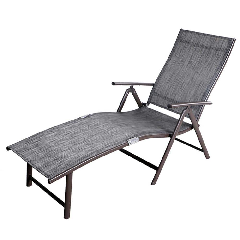 Black and Gray Adjustable Aluminum Outdoor Chaise Lounge