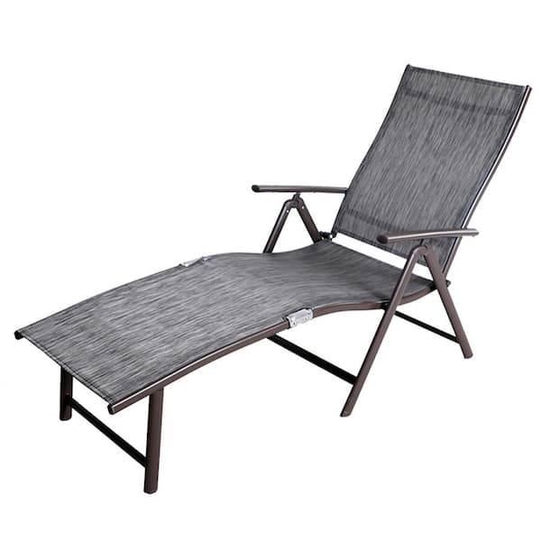 Crestlive Products Brown 1-Piece Adjustable Metal Outdoor Chaise Lounge