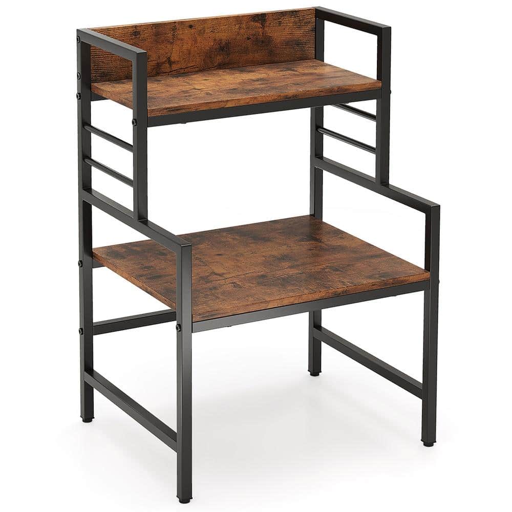 3-Tier Microwave Stand with 2 Open Shelves and Heavy-duty Metal Frame-Rustic Brown price history on PriceWatchPro