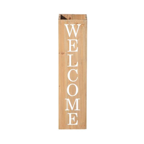 Glitzhome 30 in. H Double Sided Wooden Natural Boxed WELCOME HOME Porch Sign