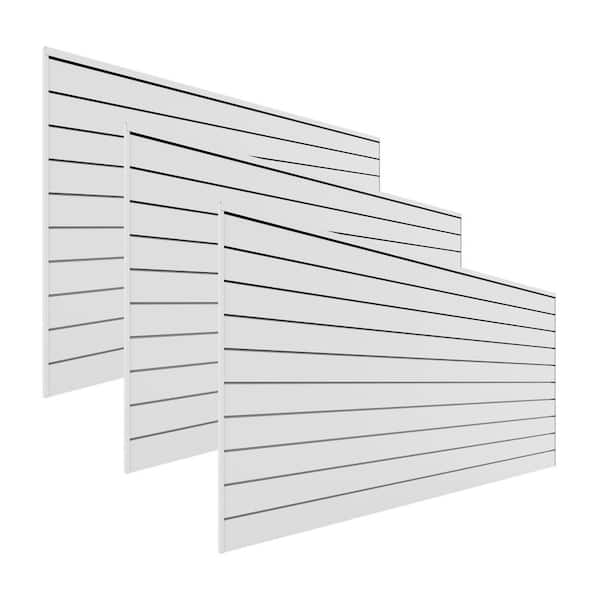 Proslat 96 in. W x 48 in. H Slat Wall Panel Set White (3-Pack)