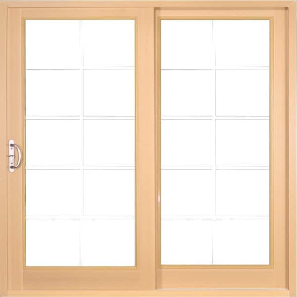 72 in. x 80 in. Woodgrain Interior, White Exterior Composite Prehung Right-Hand DP50 Sliding Patio Door with 10 Lite GBG