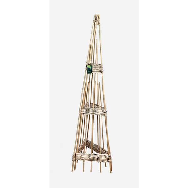 72 in. H Debarked Willow Foldable 3 sided Obelisk Trellis