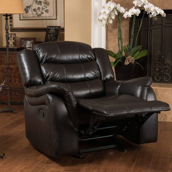 Black Berry Leather Glider Recliner with Adjustable Backrest