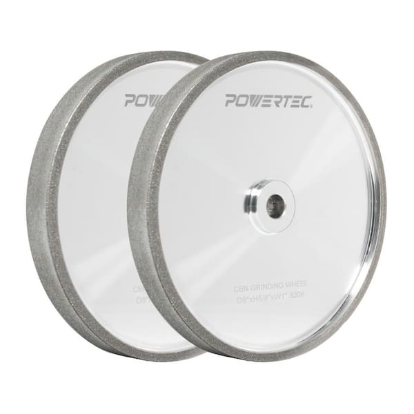 8 in. x 1 in. W, 5/8 in. Arbor CBN Bench Grinding Wheel, 320 Grit for Sharpening HSS Tool/Lathe Tool (2-Pack)