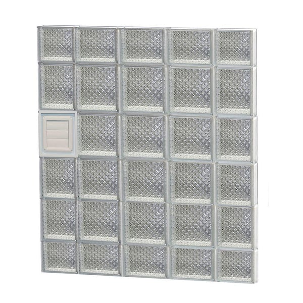 Clearly Secure 34.75 in. x 42.5 in. x 3.125 in. Frameless Diamond Pattern Glass Block Window with Dryer Vent