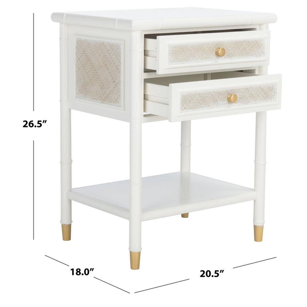 Elegant White and Gold Bamboo-Style Storage End Table
