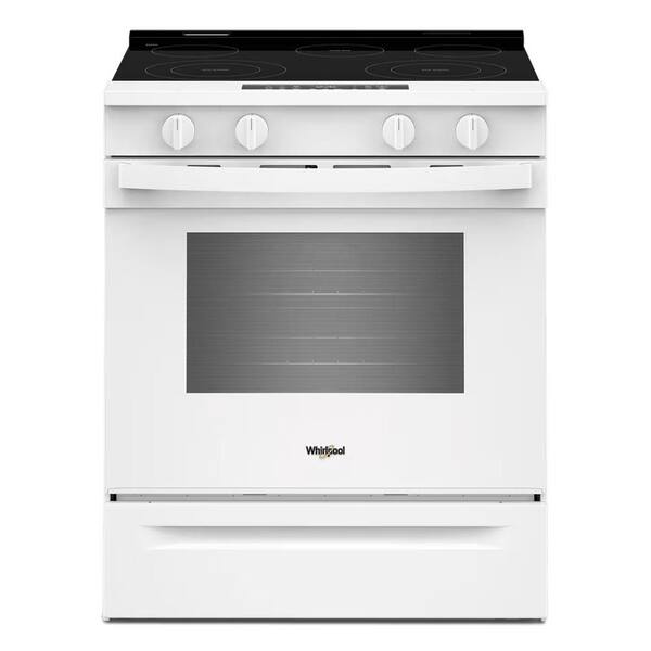 30 in. 5 Element Slide-In Electric Range in White with Air Cooking Technology and Steam Clean