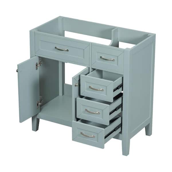 35.5 in. W x 17.7 in. D x 35 in. H Bath Vanity Cabinet without Top in Green with 2 Doors and 3 Drawers