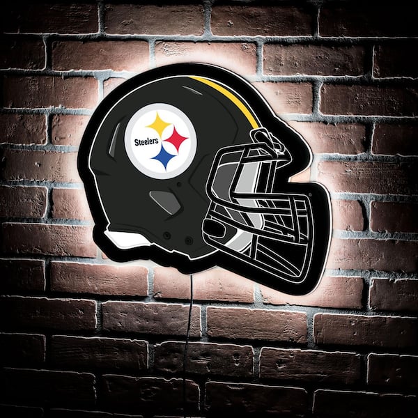 A detailed view of a Pittsburgh Steelers helmet is seen before the