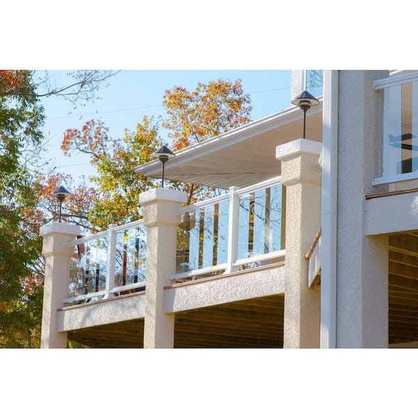 EZ Handrail 8 ft. x 42 in. White Aluminum Frame Glass Baluster Railing Kit
