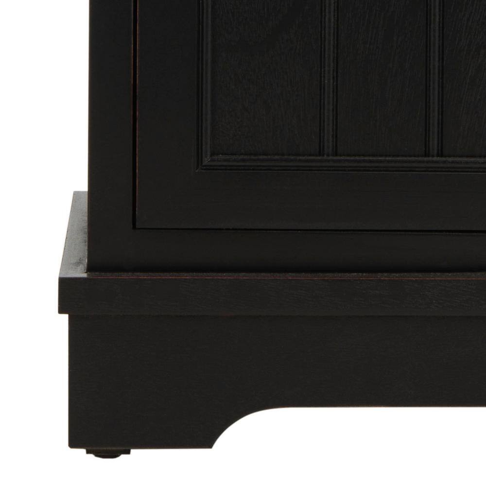 Distressed Black Pine Wood Accent Cabinet with Wicker Baskets