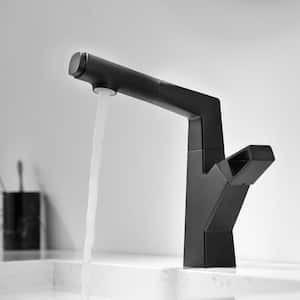 Single Handle Vessel Sink Faucet with Pull Out Sprayer in Matte Black