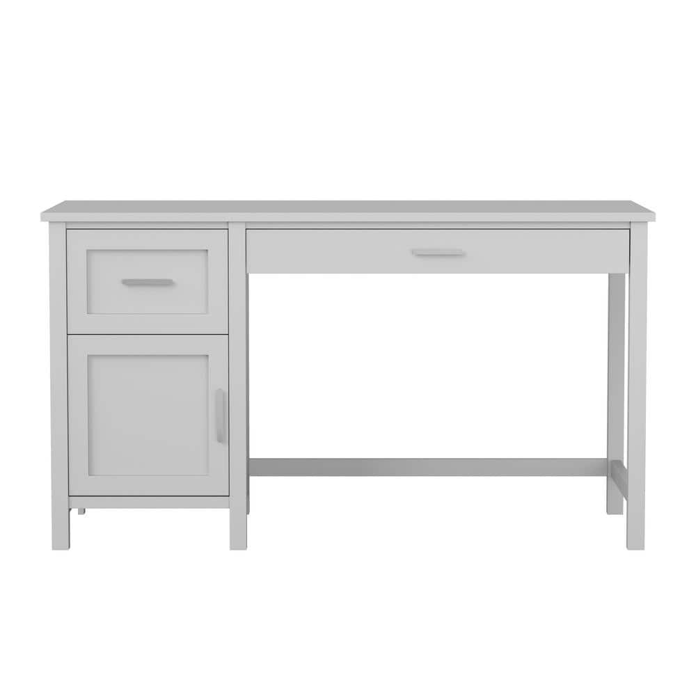 Gray Wood Home Office Desk with Drawer and Filing Cabinet
