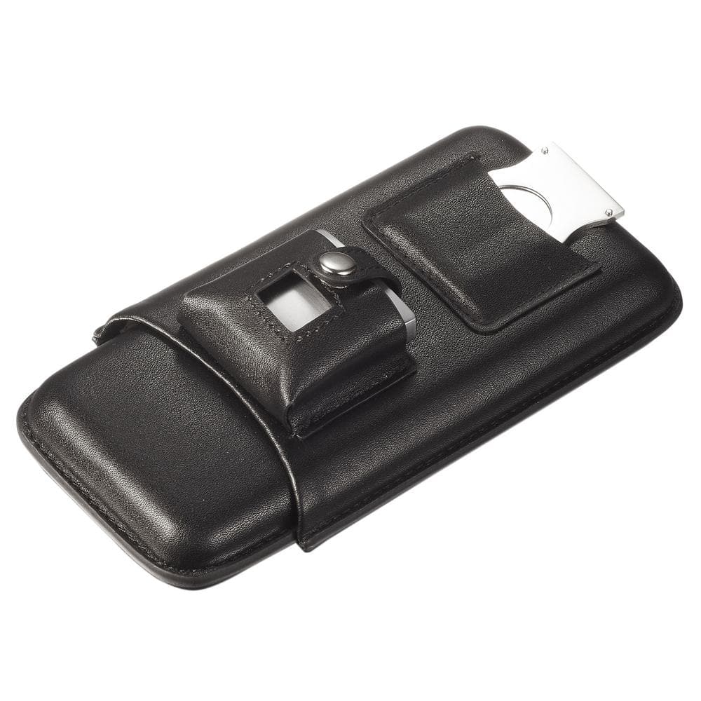 Visol Rennes Black Leather Cigar Case - Holds 5 Cigars - VCASE500