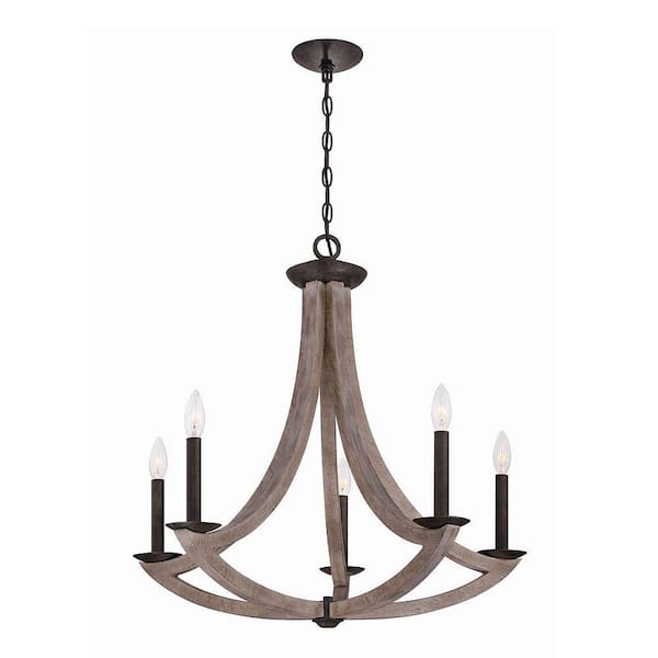 Unbranded Arcata Collection 5-Light Wood Chandelier