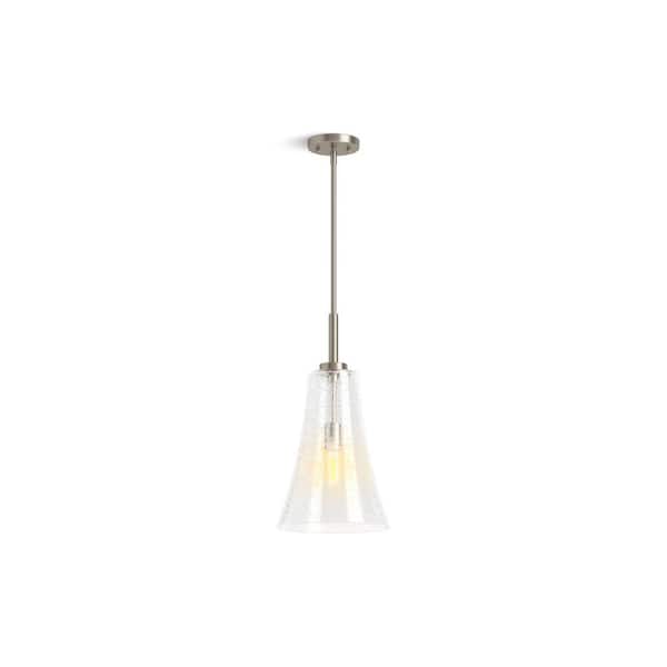Simplice 10 in. 1-Light Brushed Nickel Shaded Pendant