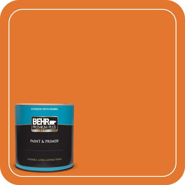 BEHR PREMIUM PLUS 1 qt. #250B-7 Crushed Orange Satin Enamel Exterior Paint & Primer