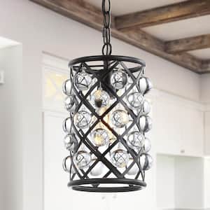 Gabrielle 8 in. 1-Light Oil Rubbed Bronze Metal/Crystal LED Pendant