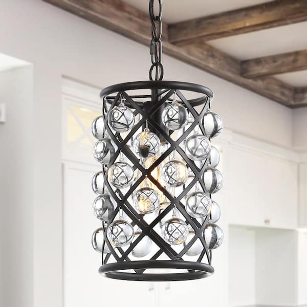 JONATHAN Y Gabrielle 8 in. 1-Light Oil Rubbed Bronze Metal/Crystal LED Pendant