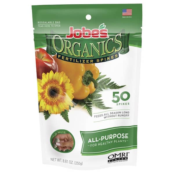 Jobe's Organics 8.81 oz. Organic All Purpose Plant Food Fertilizer Spikes with Biozome, OMRI Listed (50-pack)