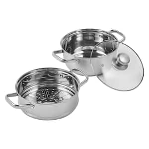 Steamer Pot 8.66 in. Steamer Pot for Cooking with 3 qt. Stock Pot and Vegetable Steamer Stainless Steel Food Steamer