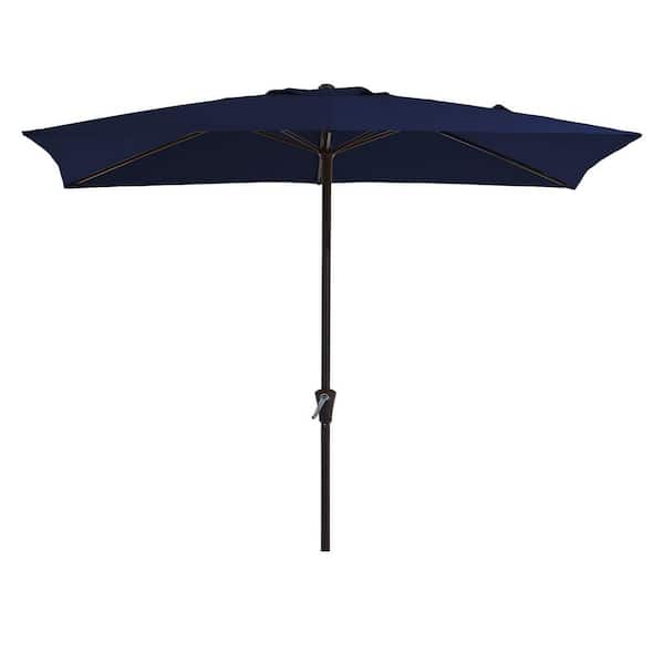 8 ft. x 10 ft. Steel Rectangular Market Umbrella in Navy
