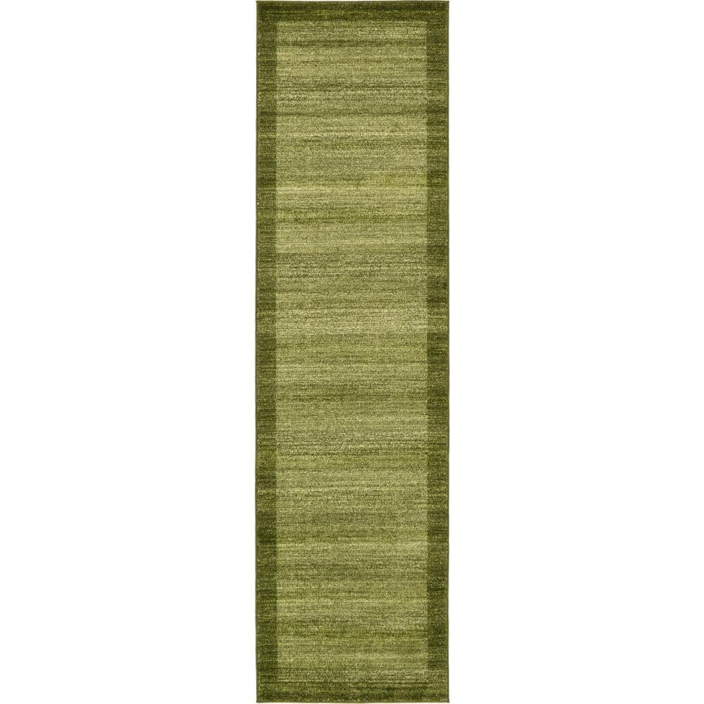 Light Green Synthetic Tufted Reversible Runner Rug