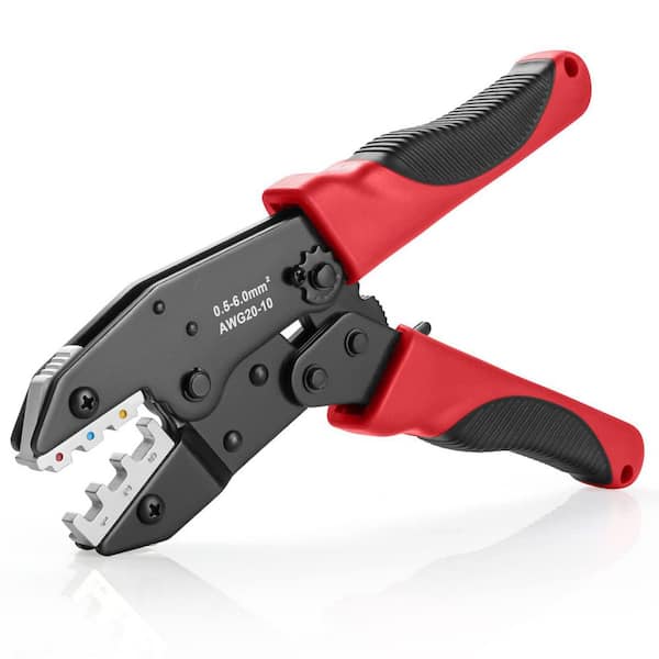 Ratcheting Wire Terminal Crimper with Adjustable Compression Wheel for Heat Shrink Connectors, Electrical Tool
