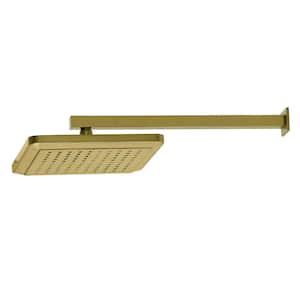 Claremont 1-Spray Patterns 9-5/8 in. Square Wall Mount Fixed Shower Head with Shower Arm in Brushed Brass