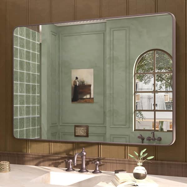 Cosy 48 in. W x 36 in. H Rectangular Framed Wall Bathroom Vanity Mirror in Oil Rubbed Bronze