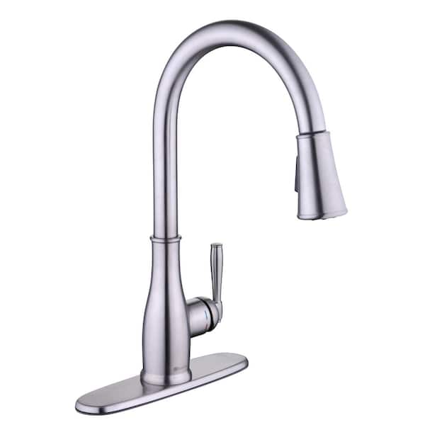 Glacier Bay Halwin Single-Handle Pull Down Sprayer Kitchen Faucet in Stainless Steel