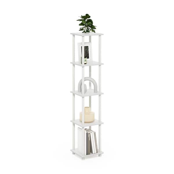 Furinno Turn-N-Tube 57.7 in Tall White Wood 5-Shelf Bookcase