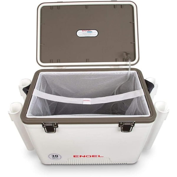 ENGEL Coolers Durable 30 Qt. Live Bait Dry Box and Cooler with Rod