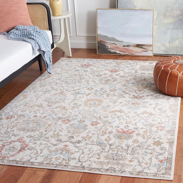 Cornelia 4 ft. x 6 ft. Ivory/Multi Distressed Floral Area Rug