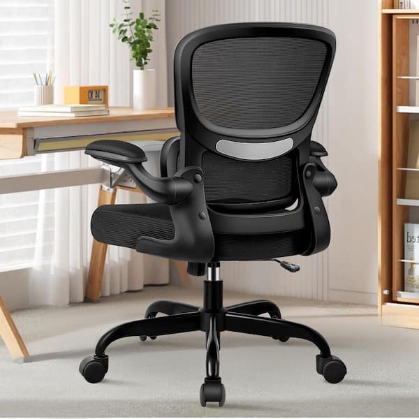 Fabric Cushioned Ergonomic Office Chair in Black with Adjustable Armrests and Backrest, SGS-certified Gas Lift