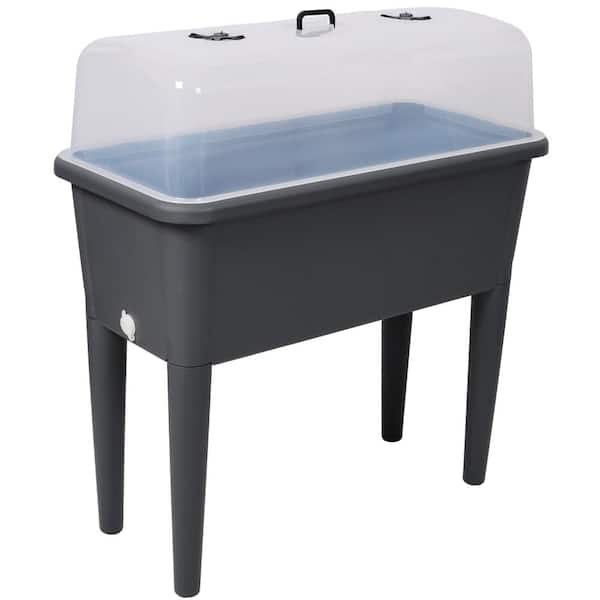 Self-Watering Elevated Raised Garden Bed with Ventilated Greenhouse Lid & Removable Legs, for Vegetables & Flowers
