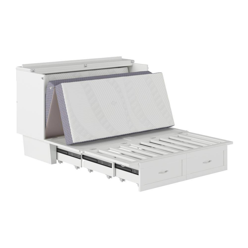 Queen-Sized Monroe Murphy Bed Chest with Single Drawer in White