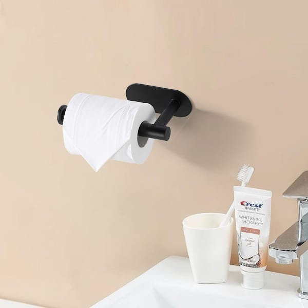 Satico Wall-Mount Single Post Toilet Paper Holder in Matte Black Stainless Steel
