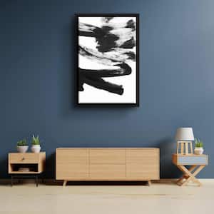 'Black & white strokes 5' by Iris Lehnhardt Framed Canvas Wall Art