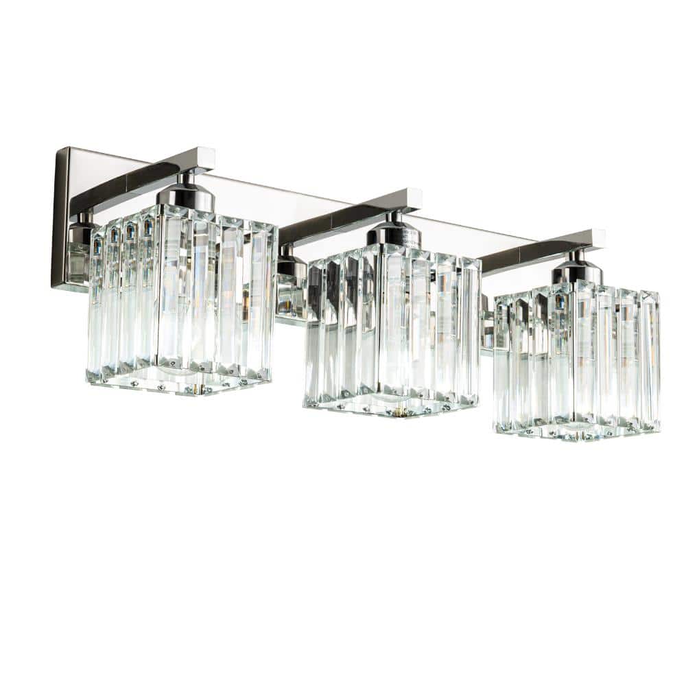 20.47in 3-Lights Chrome Crystal Vanity Lights Over Mirror for Bathroom price history on PriceWatchPro