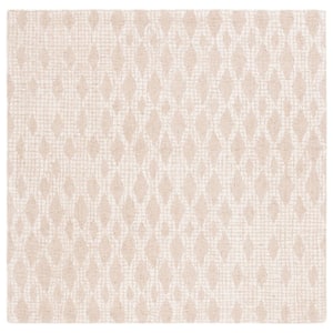 Abstract Beige/Ivory 6 ft. x 6 ft. Geometric Diamond Square Area Rug