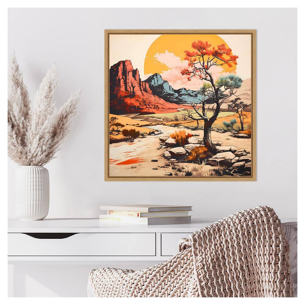 The Desert Path V Scenic Landscape Canvas Art with Maple Frame