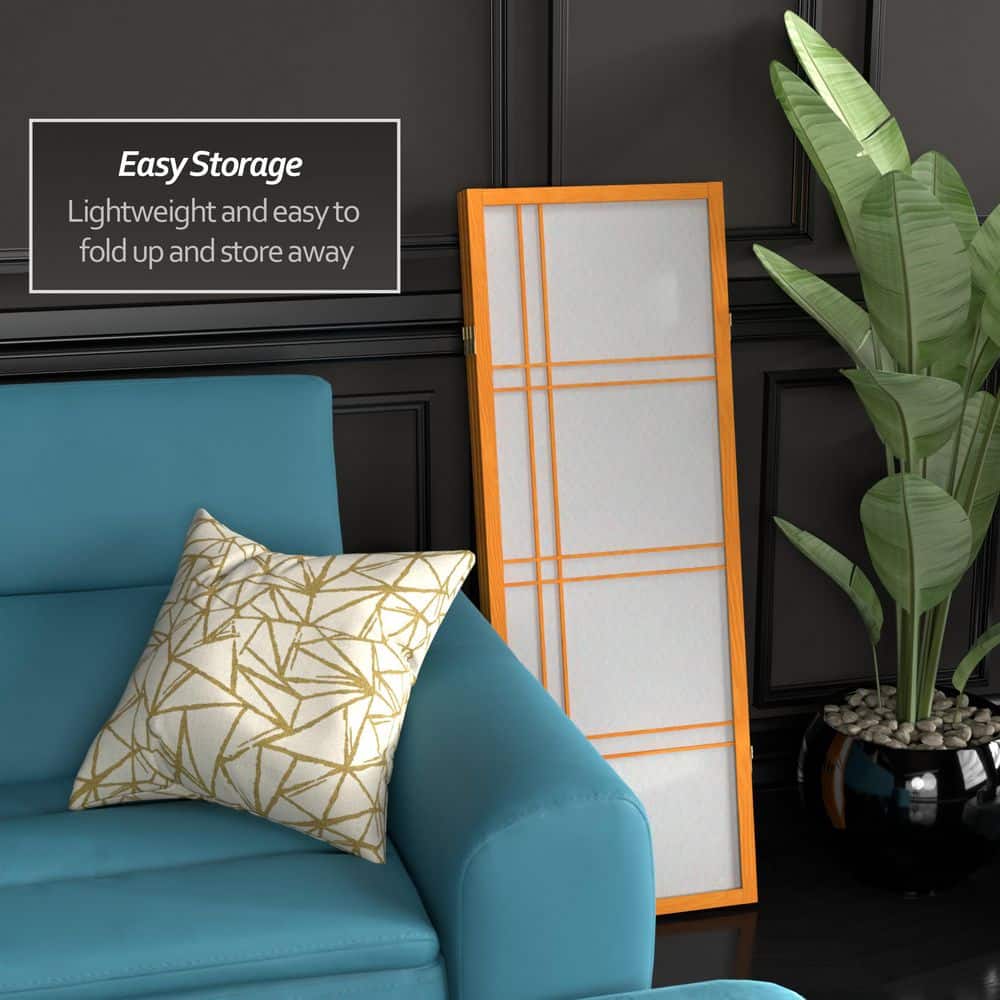 Honey 4 ft Shoji 3-Panel Folding Room Divider
