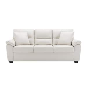 Sofa Collection 83 in. Flared Arm PU Leather Mid-Century Modern Rectangle Upholstered Sofa in White