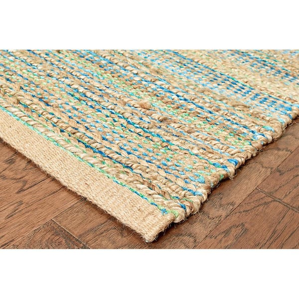 5' 9 x 3' 9 Rivet Contemporary Striated Jute Area Rug Brand Aegean Blue 5' 9 x 3' 9 Rivet Contemporary Striated Jute Area Rug Brand Aegean Blue