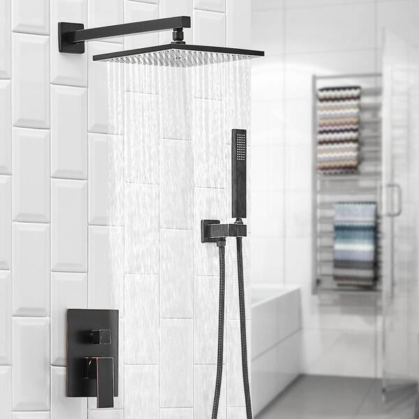 Brass Single Handle 3-Spray 12" Rain Shower Faucet 2.5 GPM Shower System with Pressure Balance in Oil Rubbed Bronze