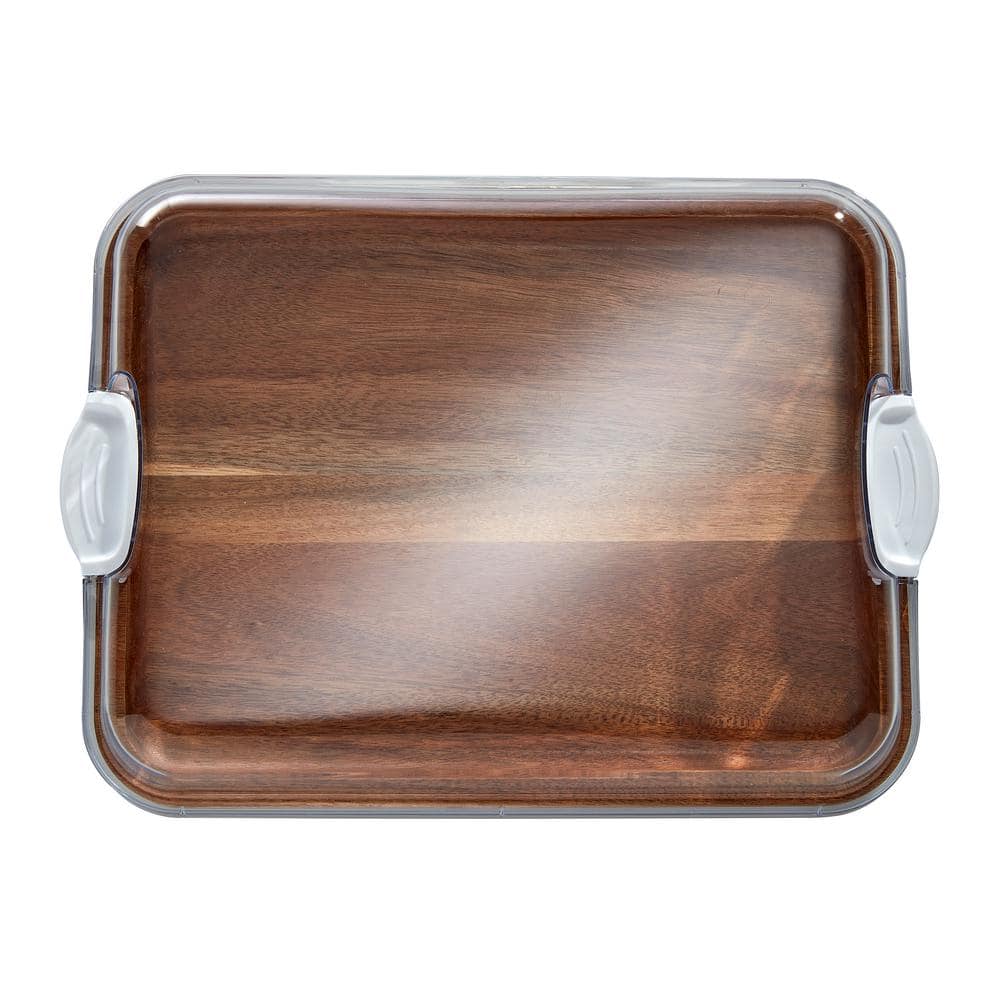 Rectangular White Plastic Charcuterie Board with Lid